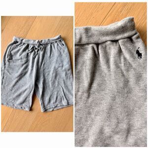 Polo Ralph Lauren Mens Large Light Gray Waffle Knit Thermal Sleep Shorts Pockets